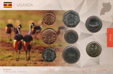 Uganda Kursmünzenset verschweisst in Karte*