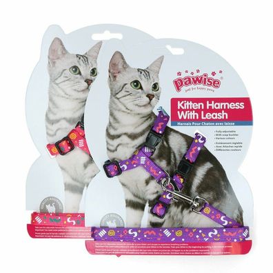 Pawise Kitten Harness Leash-Pink/ Purple