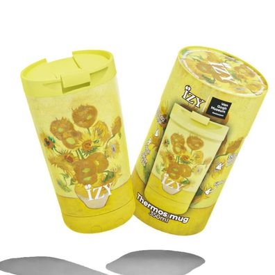 Izy Thermobecher, isoliert, Design Sonnenblumen - 350ml, in einer Geschenkbox