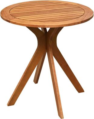 Gartentisch wetterfest, runder Holztisch, Beistelltisch aus Eukalyptusholz