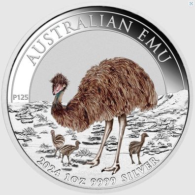 Australien - Emu 2024 Farbe - 1 oz Silbermünze Stempelglanz color