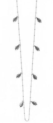 Halskette 1020S, lange versilberte Kette mit Eichenblättern 1 St