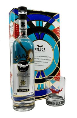 Beluga Noble Vodka Geschenkpaket mit Rock Glas 0,7l 40%vol. Geschenkset