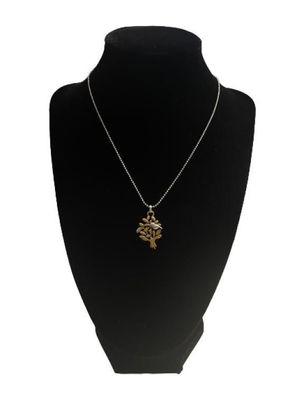 Halskette 0644 BI, silberne Kette mit einem vergoldeten Lebensbaum 1 St