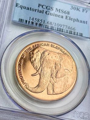 Äquatorialguinea - 1993 - 30 000 Francs - Schutz des afrikanischen Elefanten - PCGS M