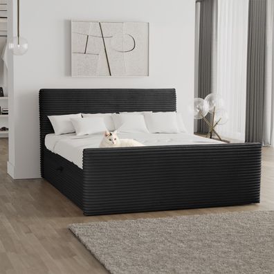Boxspringbett mit bettkasten und topper 180x200 TRENTO stoff Plüsch Cord Schwaz