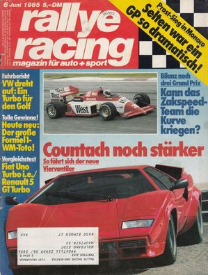 rallye racing 6 / 1985, Lamborghini, Formel 1 Zakspeed, R5 Turbo, Fiat Uno, VW Golf