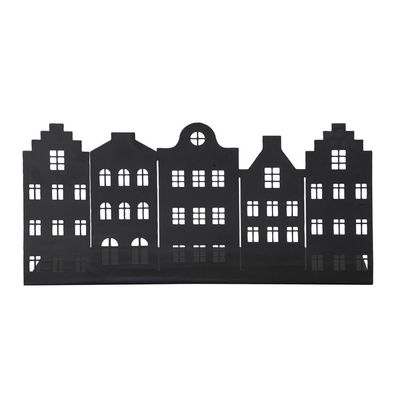Häuserleiste TOWN schwarz L38cm Dekoleiste mit Häusern aus Metall Haussilhouette