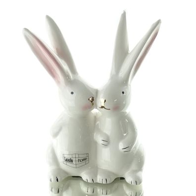 GASPER Oster-Deko Hasenpaar KISSES Weiß 14 cm - Keramik