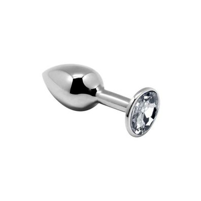 Metall Butt Plug mit weißem Schmuckstück Größe S