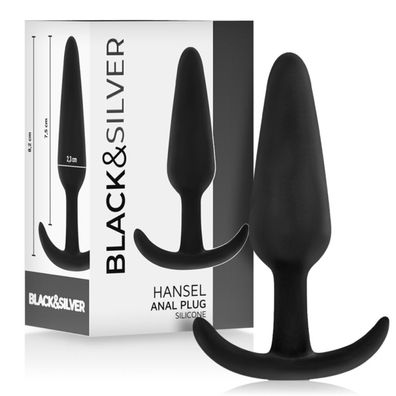 BLACK&amp; SILVER - HANSEL Silicone LOOP ANAL PLUG SIZE S