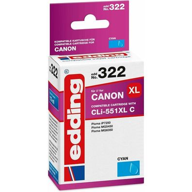 edding EDD-322 cyan Tintenpatrone ersetzt Canon CLI-551 XL