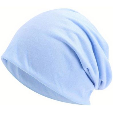 Hellblaue Jersey Chemomütze - Rutschfeste Atmungsaktive Beanie Mütze - Kopfbedeckung
