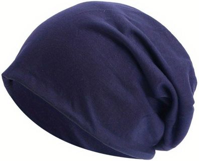 Dunkelblaue Jersey Chemomütze - Rutschfeste Atmungsaktive Beaniemütze - Kopfbedeckung