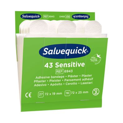 6x Salvequick®-Refill-Einsatz 6943, Vlies, 43 Pflasterstrips - B07V7XZB3B | Packung