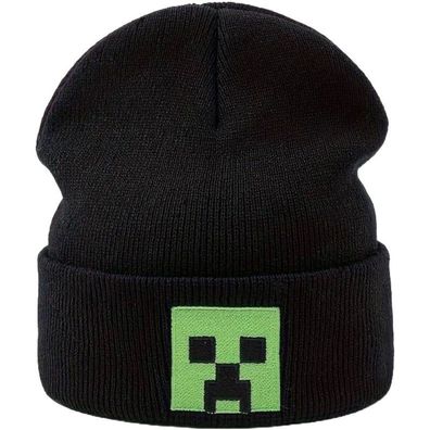 Minecraft Mützen - Minecraft Kappe Cap Beanie Mütze in Schwarz mit Creeper Logo