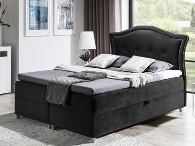 FURNIX Boxspringbett ELLENA 1 120x200 mit tiefen Bettkasten und Topper AR17798