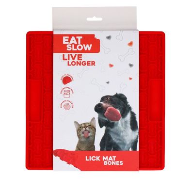 Eat Slow Live Longer Lick Mat Bones Red