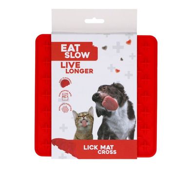 Eat Slow Live Longer Lick Mat Cross Rood