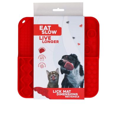 Eat Slow Live Longer Lick Mat Dimensions Rectangle Red