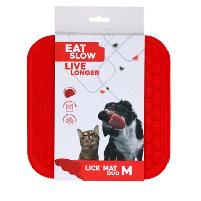 Eat Slow Live Longer Lick Mat Duo M Red