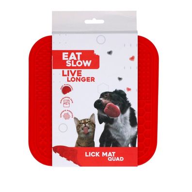 Eat Slow Live Longer Lick Mat Quad Red