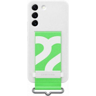 Silicone Cover with Strap (weiß/ grün, Samsung Galaxy S22)
