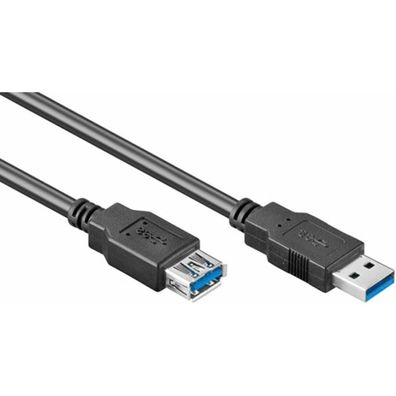 USB 3.2 Gen 1 Verlängerungskabel, USB-A Stecker > USB-A Buchse (schwarz, 3 Meter)