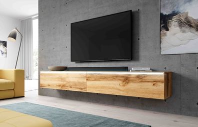 FURNIX TV Lowboard BARGO Schrank Fernsehschrank 200 cm (2x100cm) ohne LED Wotan