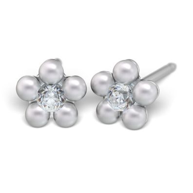 STUDEX Medizinische Ohrringe Ohrstecker Piercing * Blume mit Perlen und Kristall*