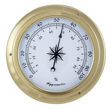 Hygrometer, Maritimes Schiffsthygrometer im Messing Gehäuse Ø 14,5 cm