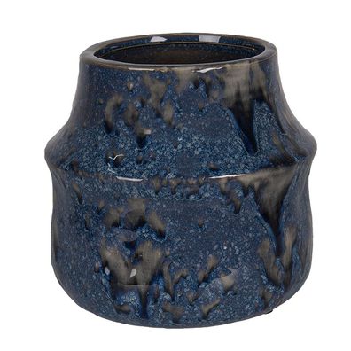 Clayre & Eef Blumentopf Ø 15x13 cm Blau Keramik (Gr. Ø 15x13 cm)