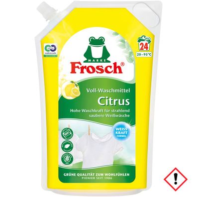 Frosch Citrus Voll Waschmittel für weiß und Kochwäsche 24 WL 1800ml
