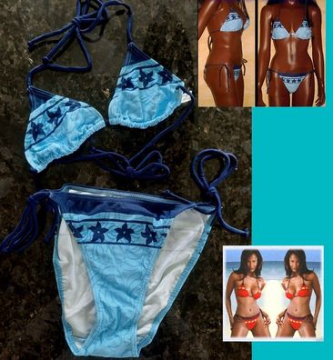 Sexy Miss Damen Neckholder Triangel Bikini 34 Hellblau Dunkel Blau Sterne NEU