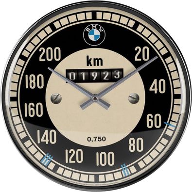 BMW Wanduhr Ø 31cm Metallgehäuse Quarzuhrwerk Batteriebetrieben Tachometer