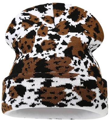 Leopard Beanies Caps Mützen - Sylt Brands Braune Leopardenmuster Fashion Beanie Mütze