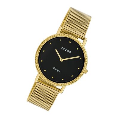 Oozoo Edelstahl Damen Uhr C20055 Analog Quarzuhr Armband gold Vintage UOC20055
