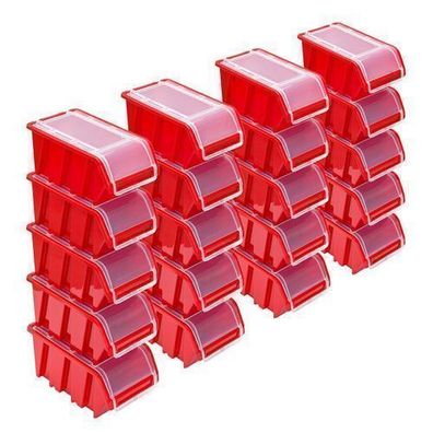 20x Stapelbox mit Deckel Box Sortierbox Rot NPKL8 12x19,5x9