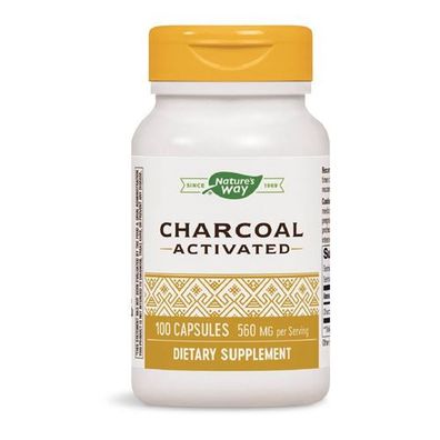 Nature's Way, Activated Charcoal (Aktivkohle), 280mg, 100 Kapseln - Gelb