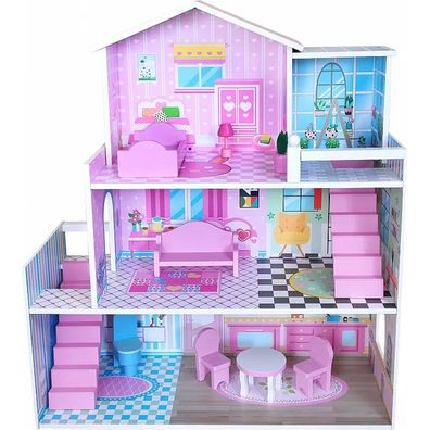 FreeON Puppenhaus aus Holz - rosa