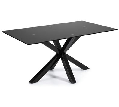 Tisch Argo 180 x 100 x 75 cm Epoxidschwarz und schwarzes Glas Esszimmer Esstisch