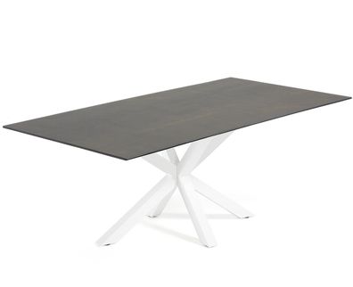 Tisch Argo 160 x 90 x 75 cm weißer Porzellan, weiße Stahlstruktur Esszimmer Neu