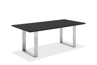 Gartentisch Noha 220x95 Tischplatte HPL Granit Profilkufe Edelstahl gebürstet