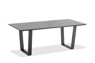 Gartentisch Noha 200x95 Tischplatte HPL Granit Trapezkufe Aluminium Anthrazit