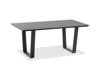 Gartentisch Noha 180x95 Tischplatte HPL Beton Trapezkufe Aluminium Anthrazit