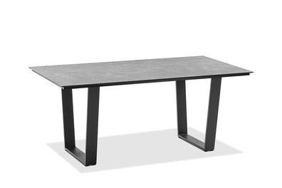 Gartentisch Noha 180x95 Tischplatte HPL Zement Trapezkufe Aluminium Anthrazit