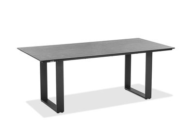 Gartentisch Noha 180x95 Tischplatte HPL Beton Profilkufe Aluminium Anthrazit