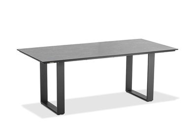 Gartentisch Noha 200x95 Tischplatte HPL Granit Profilkufe Aluminium Anthrazit