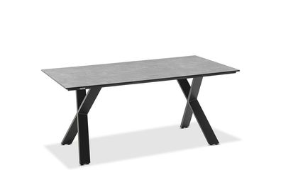 Gartentisch Noha 180x95 Tischplatte HPL Zement X-Gestell Aluminium Anthrazit