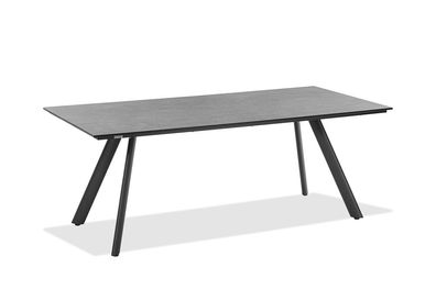 Gartentisch Noha 180x95 Tischplatte HPL Beton Stativprofil Aluminium Anthrazit